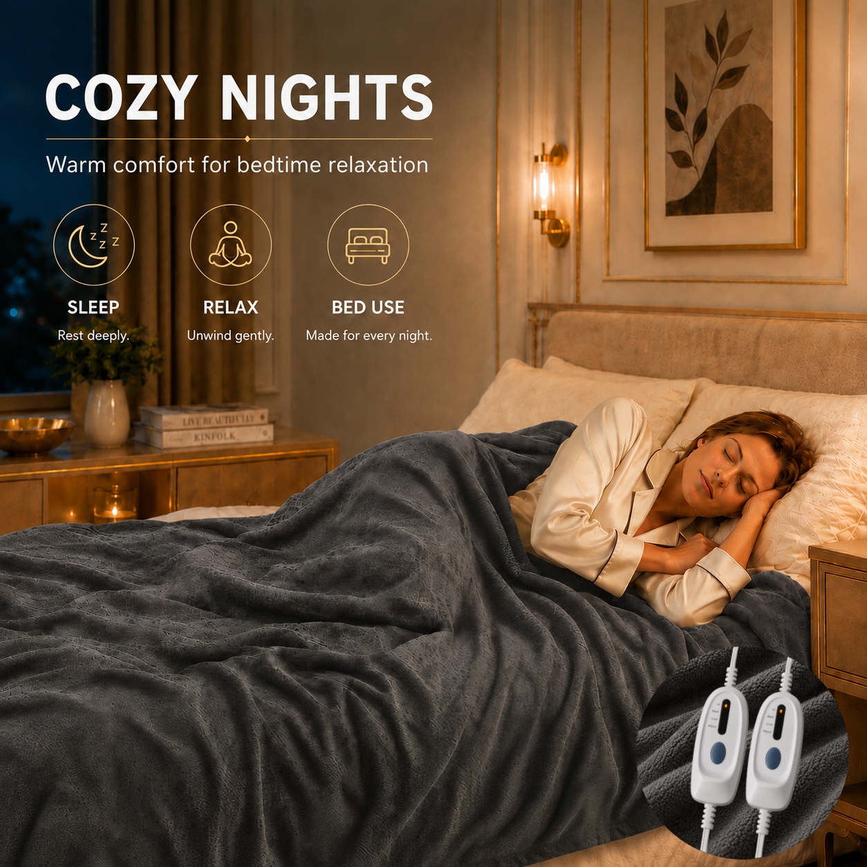 Electric Heated Blanket 84'' x 90'' Queen Size Polar Fleece – Machine Washable, Fast Heating & Overheat Protection, Multi-Scenario Use, Dark Gray