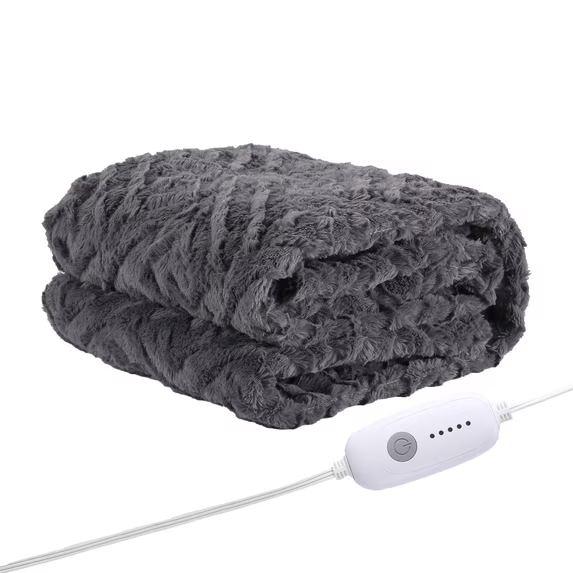 SUNNY HEAT Low Wattage Electric Heated Blanket, 50'' x 60'' Flannel, Soft and Lightweight, Light Grey