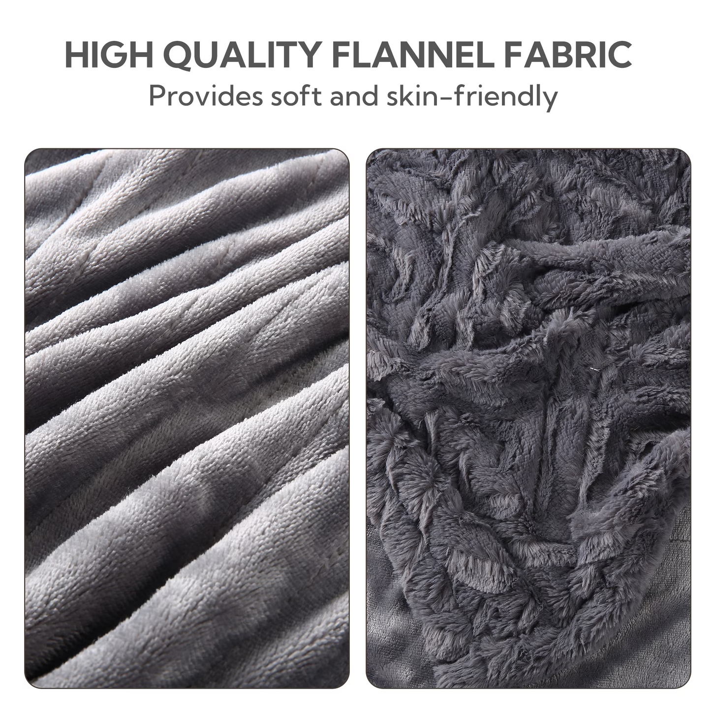 SUNNY HEAT Low Wattage Electric Heated Blanket, 50'' x 60'' Flannel, Soft and Lightweight, Light Grey