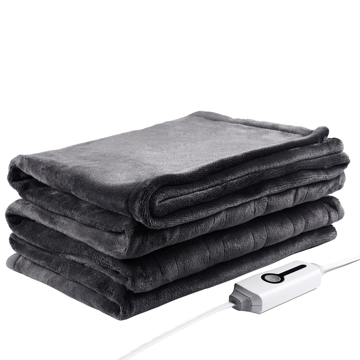 Electric Blanket 62" x 84" Twin Size Double Sided Flannel Heated Blanket Ultra-Soft Machine Washable, 4 Heating Settings & 10 Hours Auto Off with ETL Certified Warm Body for Home Use, Dark Grey