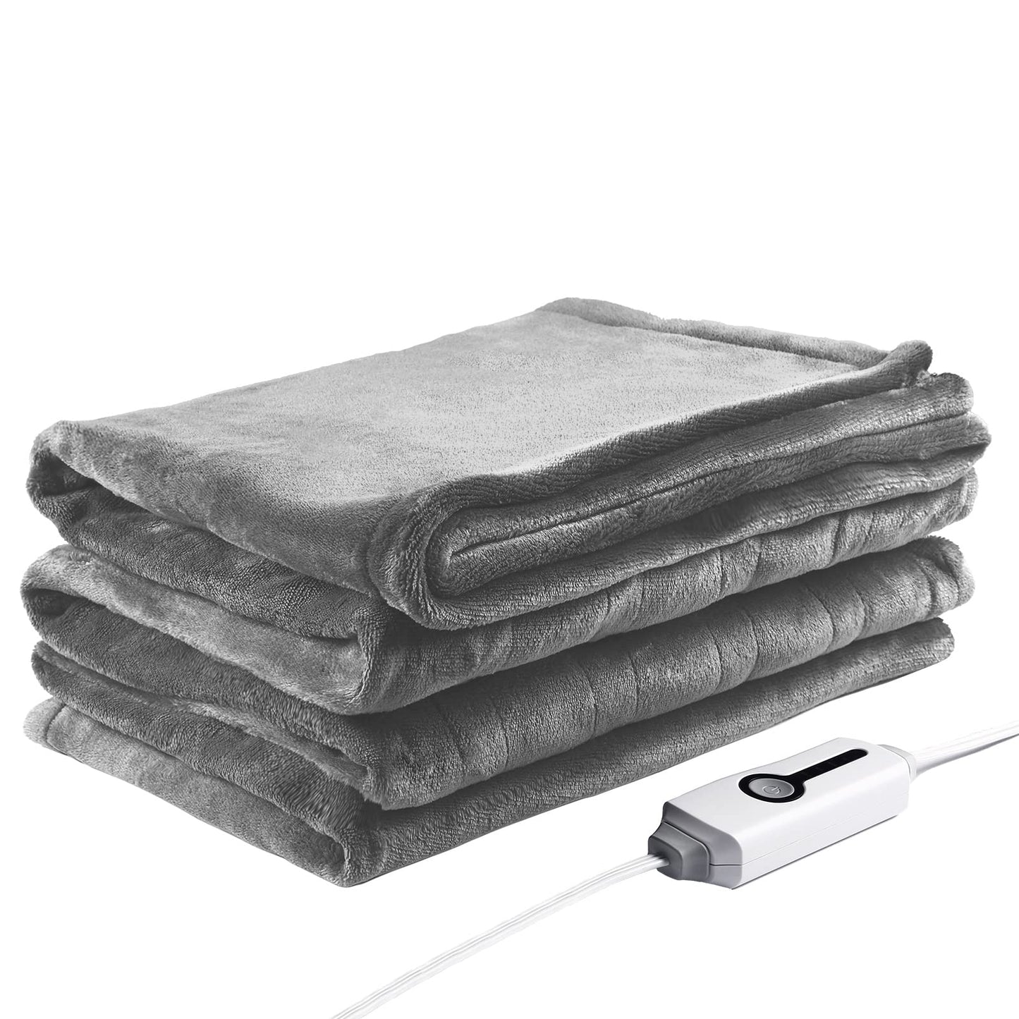 Electric Heated Blanket 62" x 84" Machine Washable with 4 Fast Heating Levels & 10 Hours Auto Off Overheat Protection ETL Certified Super Cozy Soft Flannel Heating Throw for Home Light Grey